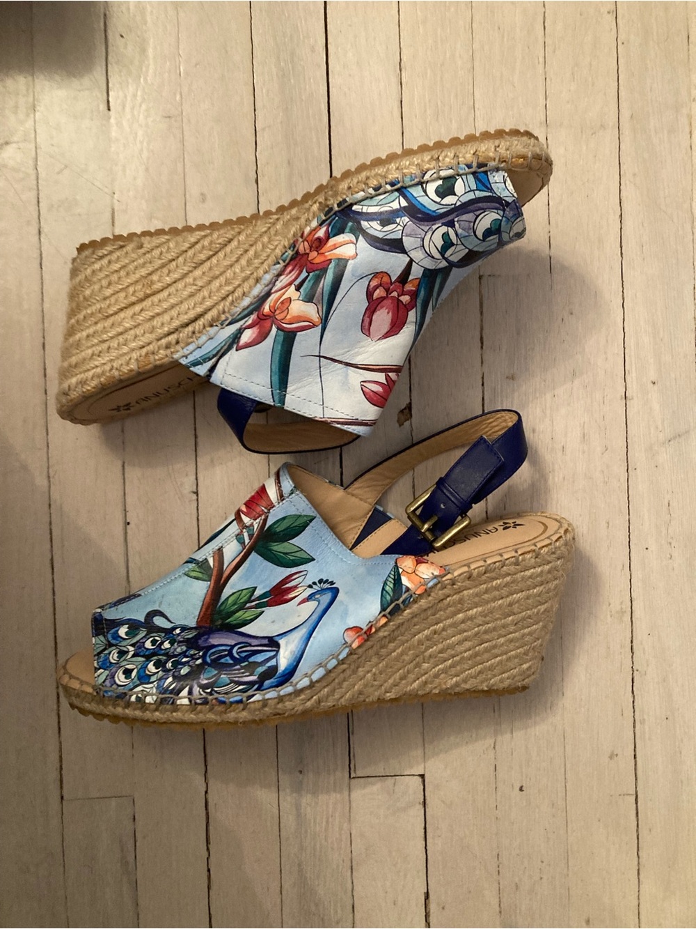 🦚 Ansoschka Painted Peacock Wedges (EUR 40)
